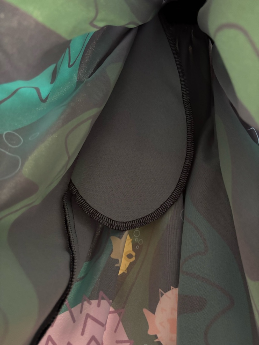 The Oblong Box Shop: Whimsical Puffer Fish Print Skirt in Black & Green - Picture 9 of 10